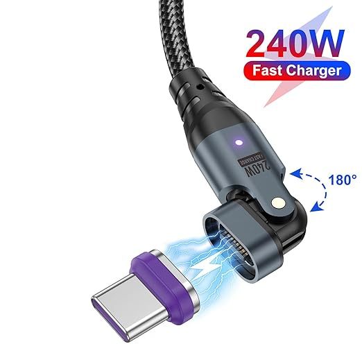 USB C to USB C Magnetic Cable 3-Pack 1.3ft+3.3ft+6ft 180° Rotation 16PIN PD 240W Fast Charging Data Sync for Type C Devices