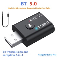 Adaptateur USB sans fil BT 5.0, récepteur/émetteur audio et vidéo 2-en-1 pour haut-parleur et téléviseur 3,5 mm