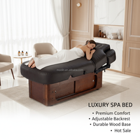 Table de massage et de soin esthétique MOOLIN avec base en bois et armoire de rangement, pour chaise hydraulique à 4 moteurs, idéale pour tatouage, extensions de cils et autres soins de beauté