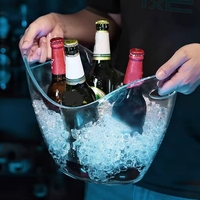 Hartvormige plastic ijs emmer, draagbaar met handvat, aangepaste logo, voor wijn, fruit, dranken, geschikt voor bar, club, buiten, picknick, feest
