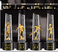 Trophée de golf haut de gamme en verre et cristal avec impression UV, gravure personnalisée, design étanche pour événements sportifs et souvenirs