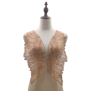 レースオーガンジー刺繍 シンメトリー DIY ファッション小物アップリケパッチ 天使の翼 シンプルフェザー - Product Image 4