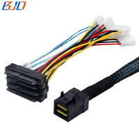 SFF-8643 SAS Mini ke 4 * SFF-8482 29Pin, dengan Molex 4Pin Power Hard Disk Drive Adapter kabel ekstensi Data 50CM 100CM