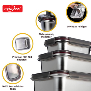 Pyglass hiện đại thép không gỉ <span class=keywords><strong>container</strong></span> với BPA-free nắp cho nhà bếp làm mới và bữa ăn chuẩn bị Bộ đồ ăn sử dụng - Product Image 2