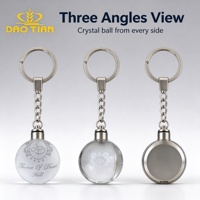 Porte-clés en cristal K9 gravé au laser 3D personnalisé, logo à l'intérieur de la sphère de verre, cadeau promotionnel d'entreprise, souvenir avec chaîne en métal