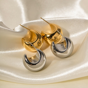 <b>Cuff</b> <b>Earrings</b> Geometric Semi Circular 18k Gold Stainless Steel Fashion Jewelry - Product Image 3