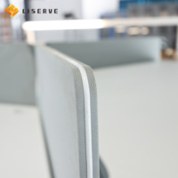 Bureau debout électrique commercial moderne et durable Liserve – Poste de travail modulaire réglable en hauteur (assis/debout) en métal/plastique/bois