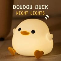 Dou Dou Duck Cadeau pour enfants veilleuse douce soin des yeux chronométrage automatique USB charge clap lampe en silicone