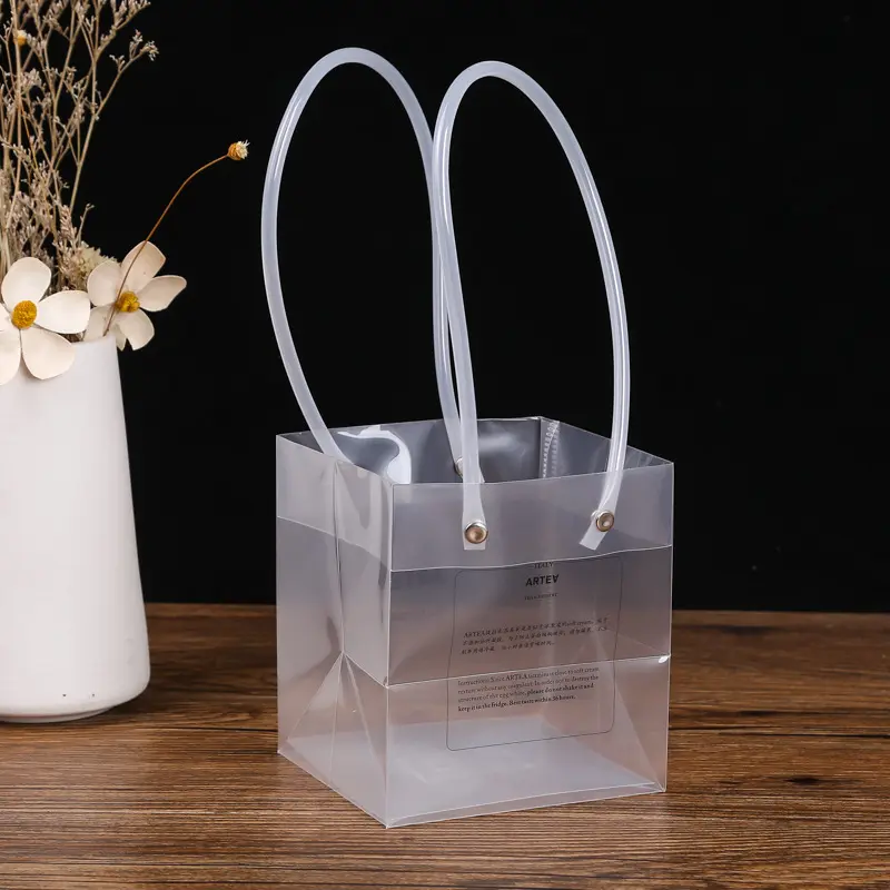 Pvc herb trapezoidal clear bouquet transparent opp plastic bags for flowers