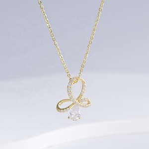 OEM plata 925 sterling silver <b>cheap</b> woman elegant necklace best friend summer engraved butterfly charm zircon pendant necklaces - Product Image 2