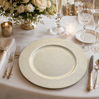 Assiettes de présentation en plastique texturé craquelé de 13 pouces, haut de gamme, personnalisables, modernes, luxueuses, réutilisables pour dîners, mariages, fêtes et événements