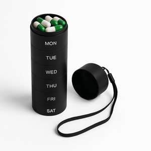 携帯用 取り外し可能 アルミニウム合金製 ピルケース 防水 1週間分 金属製 ピルボックス キーホルダー付き - Product Image 3