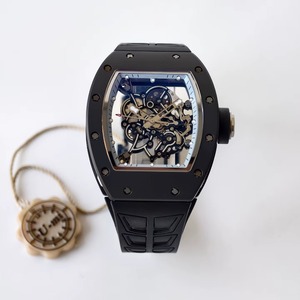 Reloj RM-055 de alta calidad con esfera esqueletizada, correa de caucho negra, movimiento con caja de cerámica azul para Millerered - Product Image 3