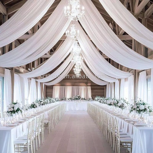 Cortinas de Techo Blancas Elegantes y Románticas para Bodas, 5x10 Pies, Tamaño Personalizable, Tela de Chifón Transparente, Panel de Tul para Fiestas, Arco, Escenario - Product Image 1