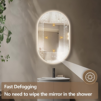 Miroir de salle de bain moderne ovale à LED rétroéclairé sans cadre, indice de protection IP44, commande tactile, intensité réglable, 3 couleurs