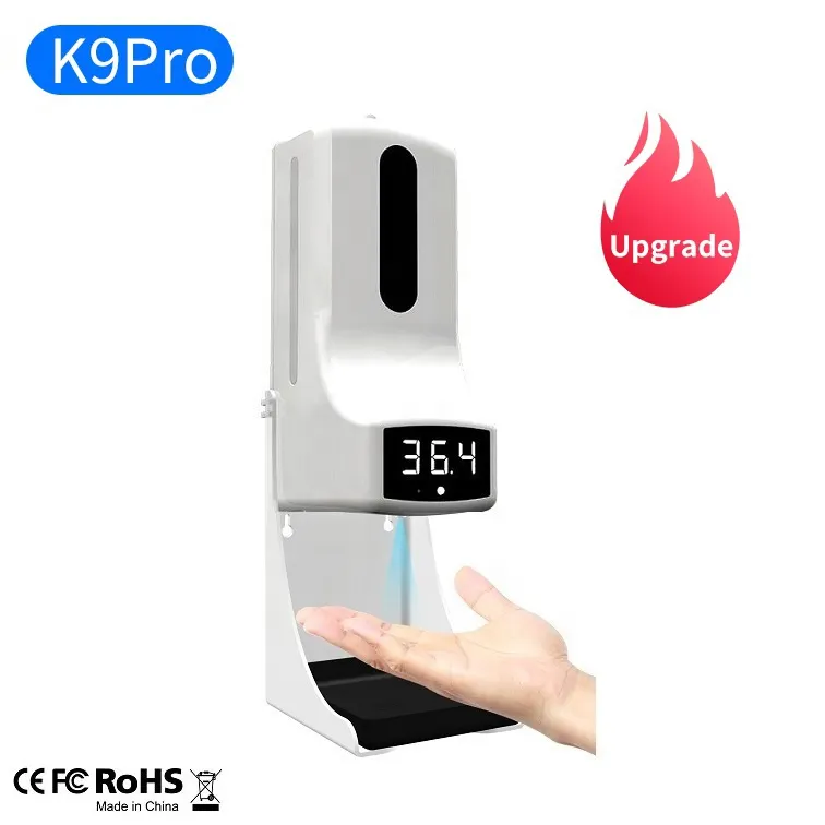 Neuankömmling Hand Free Automatic Alcohol Spray Thermometer K9 Pro Seifensp ender für School Office Hotel