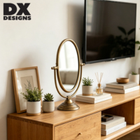 Miroir de table ovale pivotant en laiton antique DX Designs, miroir de maquillage de bureau en métal pour la décoration de la salle de maquillage et de la chambre à coucher