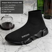 Chaussures de luxe pour hommes et femmes, baskets en maille extensible de haute qualité, entièrement noires, style Triple Sock, chaussures de marche, neuves