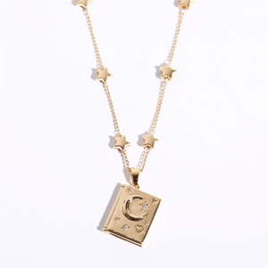 Collar con Colgante Chapado en Oro de 18K MECYLIFE, Medallón Grabado 'Eres <span class=keywords><strong>Mi</strong></span> Alma Gemela', para <span class=keywords><strong>Amante</strong></span> o <span class=keywords><strong>Amigo</strong></span>, Abrible, con Diseño de Luna y Estrella - Product Image 5