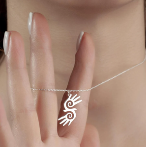 Kalung tangan penyembuhan, liontin tangan Hopi dua tangan penyembuhan perhiasan simbol damai pesona Reiki liontin perhiasan medis - Product Image 4