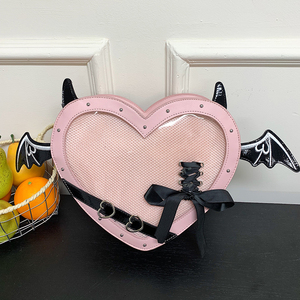 Sac bandoulière gothique premium en forme de cœur de <span class=keywords><strong>diable</strong></span> pour l'affichage de pins, sacs Ita pour femmes, ailes de chauve-souris, Y2K, punk, Harajuku - Product Image 2