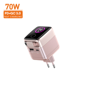 Xu Hướng Mới 70W Gan Sạc Được Xây Dựng Trong Có Thể Thu Vào Cáp Thông Minh Màn Hình Hiển Thị Có Thể Gập Lại Cắm Toàn Cầu Phích Cắm Du Lịch Adapter UL FCC CE - Product Image 6
