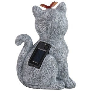 Ornement de chat en résine à énergie solaire avec papillon sur la tête-Idéal pour les amoureux des chats pour décorer les jardins ou les maisons - Product Image 4