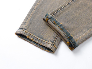   Jeans pour hommes de haute qualité, extensibles, coupe droite, vintage, déchirés, slim, <span class=keywords><strong>skinny</strong></span>, en denim de créateur - Product Image 6