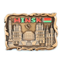 Aimants de réfrigérateur en métal personnalisés sur mesure, souvenirs touristiques de Minsk, Biélorussie, fabriqués par le fabricant