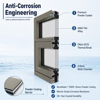 Ventanas Oscilobatientes de Aluminio Resistentes a la Corrosión por Salinidad, con Rotura de Puente Térmico, Eficiencia Energética, Doble/Triple Acristalamiento Low-E para Casas Costeras