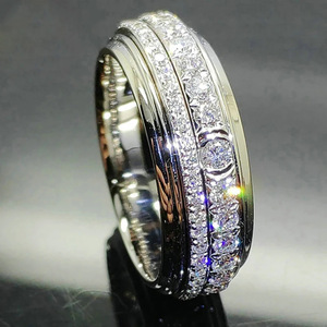 Anillo de Diamantes de Oro Blanco T0866, Corte Brillante Redondo Natural, Color G, Anillo de Bodas Unisex, Joyería - Product Image 1