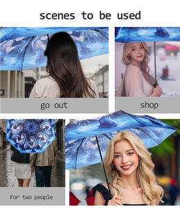 Parapluie pliant chinois à 3 sections, structure en acier inoxydable, 21 pouces, ouverture et fermeture manuelles, parapluie compact pour promotion et cadeau - Product Image 6