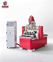 Machine de fraisage CNC à plusieurs têtes pour le bois, 6 broches rotatives, 4 axes, cylindres, sculpture sur bois ronde 3D 1325
