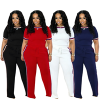 Ensemble 2 pièces décontracté pour femme avec logo personnalisé, ensemble sportif tendance, ensemble short 2 pièces ample avec coutures contrastées