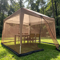 Tente gazebo anti-moustiques ventilée en polyester durable avec rideau en maille pour patio, idéale pour l'extérieur, la cour, le camping et les fêtes