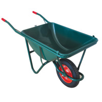 Carretilla de Acero Reforzado WB3502 con Rueda Única y Caja Profunda para Jardín, Obra y Transporte de Arena