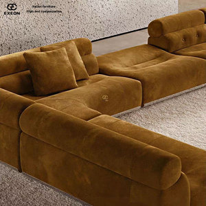 Nuevo Juego de Sofás de Terciopelo de Lujo con Diseño Italiano de Alta Gama <span class=keywords><strong>2026</strong></span> para Sala de Estar de Villa, Juego de Sofás Creativo - Product Image 5