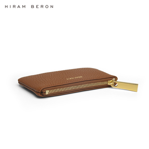 Hiram Beron – porte-clés en cuir de veau doux de haute qualité pour femmes, portefeuille marron clair, vente en gros - Product Image 4