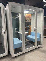 Cabine de bureau moderne et écologique, silencieuse, acoustique et insonorisée, avec cadre en acier, pour salle de conférence, studio d'enregistrement intérieur, bureau