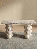 Table d'entrée élégante en marbre italien Calacatta Viola YUSHI, console en pierre naturelle unique pour résidence moderne de luxe