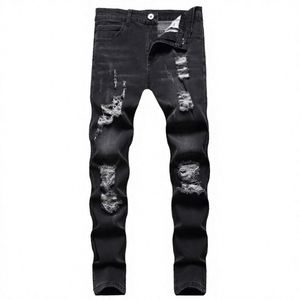 Jean droit vintage délavé et vieilli, coupe haute, en denim selvedge épais, écologique, avec rivets, style streetwear pour homme - Product Image 4