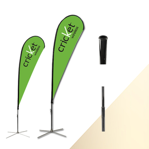 أعلام شاطئية إعلانية مطبوعة حسب الطلب من الألومنيوم، أعلام ريشية، لافتات طائرة، لافتات على شكل قطرة مع قاعدة متقاطعة للاستخدام الترويجي - Product Image 5