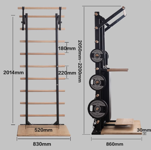 Escalera de Pared Sueca de Madera <span class=keywords><strong>BORO</strong></span> para Uso Doméstico, Sin Instalación, para Entrenamiento de Dominadas, Rehabilitación, Danza, Ejercicios de Estiramiento de Piernas - Product Image 2