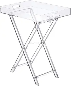 Acrylic Folding Tray Table Acrylic Side Table Acrylic End Table Clear Modern 19x13 Inch 23 Inch High