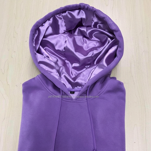 Custom Logo Plain Double Layer Women <b>Silk</b> Hoodies <b>Men</b> Pullover Fleece Unisex Satin Lined Hoodies With Satin Hood - Product Image 1