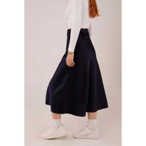 Wholesale Midi <b>A</b>-<b>Line</b> <b>Navy</b> Blue Satin <b>Skirt</b> Bell-Shape Button Decoration Casual Sexy Style Skinny Fit Summer Autumn Spring Light - Product Image 6