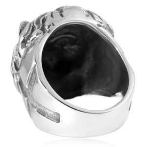 yunnique Tiger Head <b>Titanium</b> Steel <b>Ring</b> Silver Men's Fashion Jewelry Animal Zodiac Design Gift Occasion - Product Image 4
