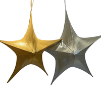 Décoration de Noël artisanale pliable lumineuse incassable en velours et métal, grande étoile à cinq branches, pour usage commercial extérieur