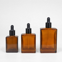 Bouteilles en verre ambré pour huiles essentielles de 30 ml, 50 ml, 100 ml, avec bouchon à vis en aluminium noir, compte-gouttes, cylindre de haute qualité, crème pour le visage personnalisée