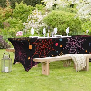 Nappe en Spandex jetable sur le thème de la toile d'araignée Halloween Couverture de table rectangulaire extensible et non froissée pour - Product Image 1